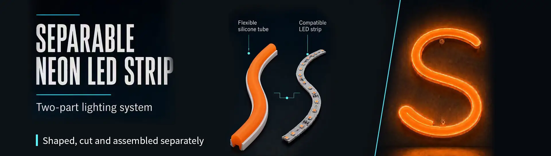 Exploded separable neon LED strip with silicone tube and LED strip