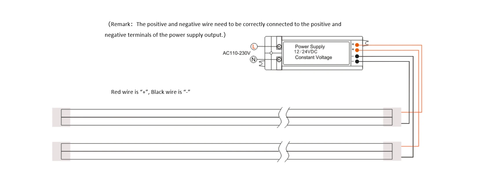 12V/24V LED neon flex strip wiring guide
