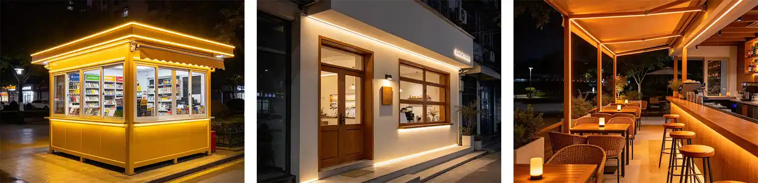 Semi-circular neon flex strip contour lighting