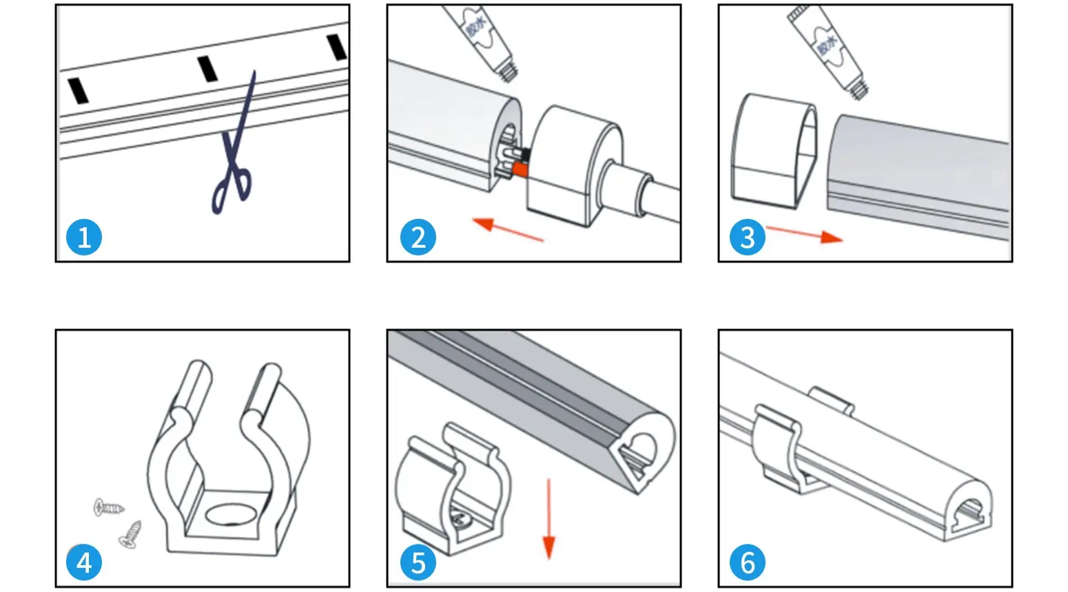 Installation Steps for Semi-Circular Neon LED Strip